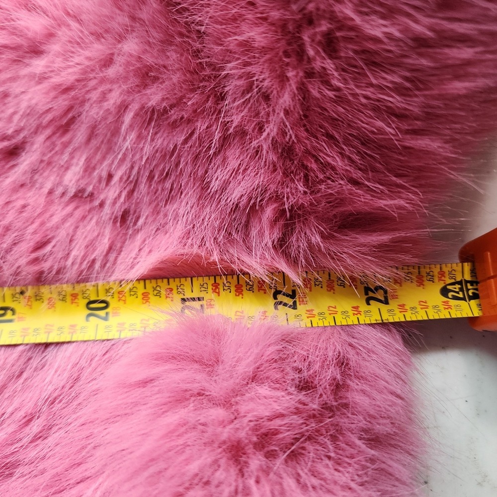 Y2K Pink Faux Fur Cropped Jacket Bolero Shaggy Open Lined Womens L Barbiecore - Picture 5 of 6